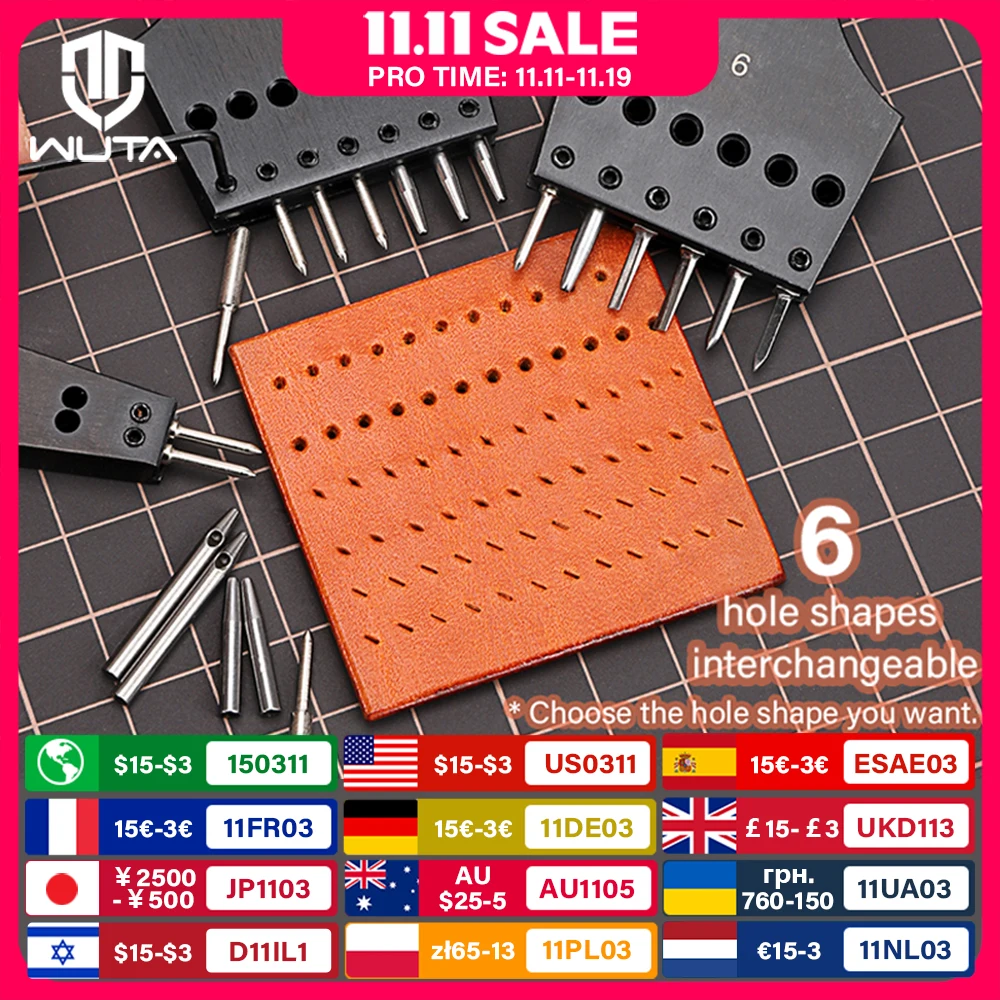 WUTA 3G Leather Punches Head Replaceable Pricking Iron Removable Diamond Olive Round Hole French Style Chisel DIY Craft Tools
WUTA 3G Leather Punches Head Replaceable Pricking Iron Removable Diamond Olive Round Hole French Style Chisel DIY Craft Tools