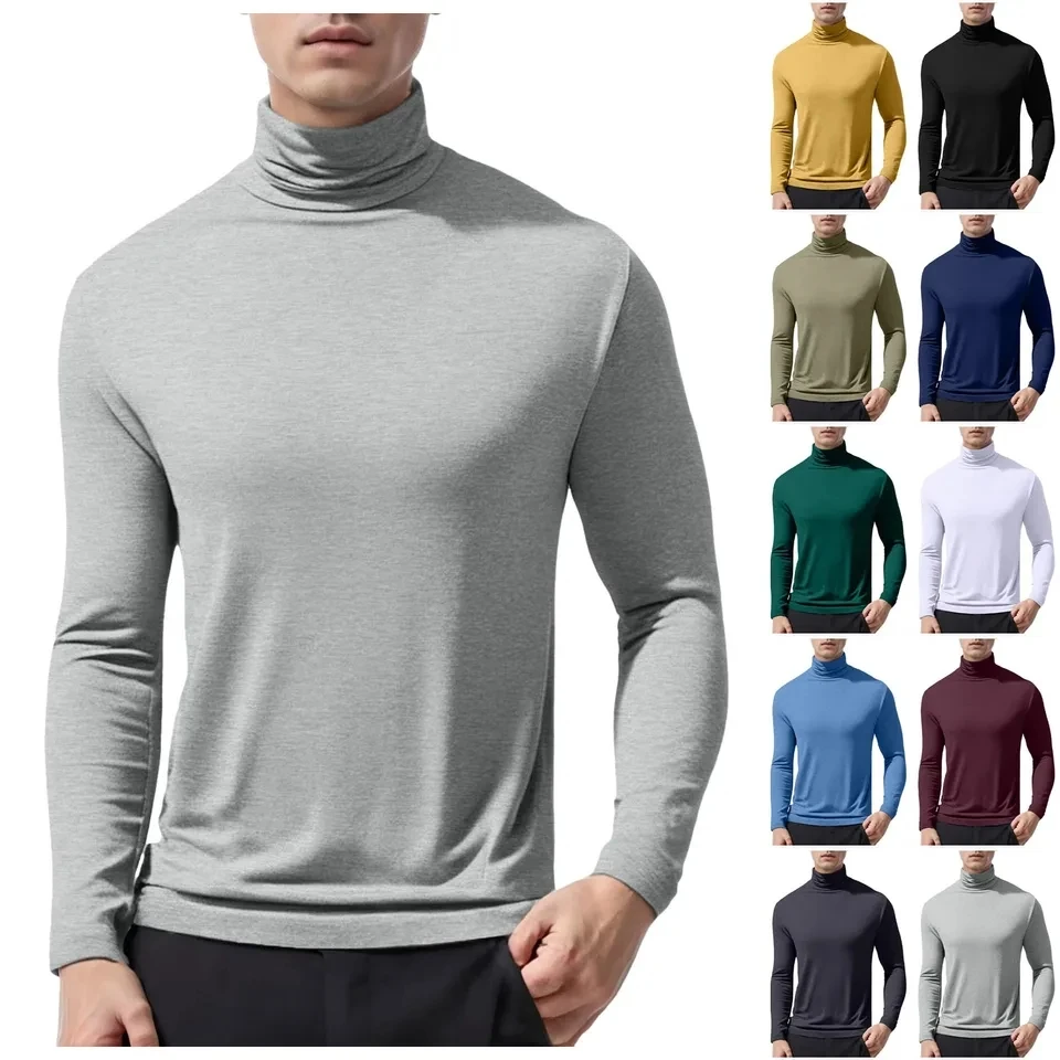 Fashion Men's Casual Basic Turtleneck Pullover Tops Spring Autumn Long Sleeve Bottoming Shirt Man Solid Color Tees
Fashion Men's Casual Basic Turtleneck Pullover Tops Spring Autumn Long Sleeve Bottoming Shirt Man Solid Color Tees