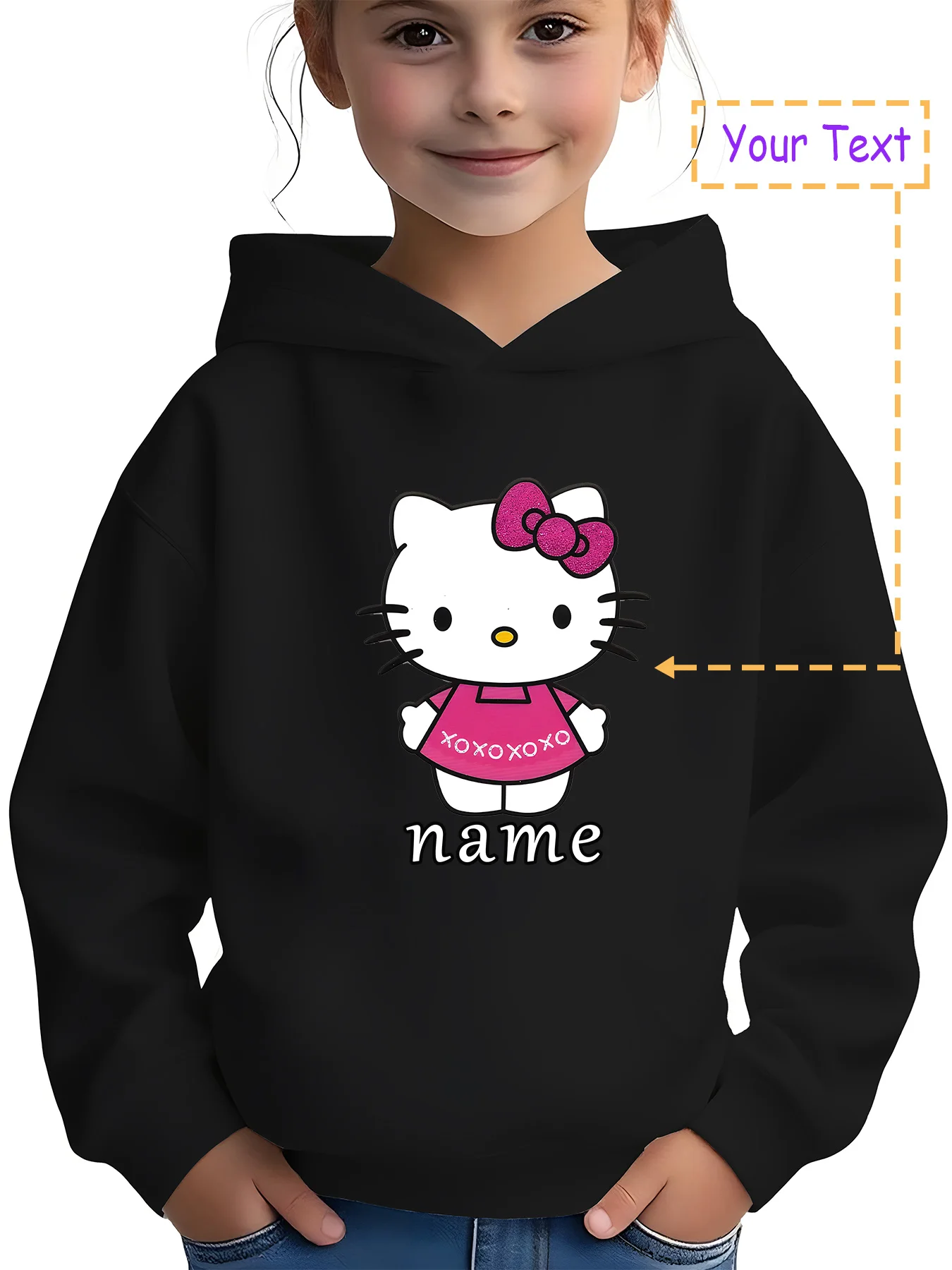 MINISO Sanrio Hello Kitty girls' hoodie sweatshirt - a cute double-sided print autumn and winter jacket suitable for daily schoo 
MINISO Sanrio Hello Kitty girls' hoodie sweatshirt - a cute double-sided print autumn and winter jacket suitable for daily schoo