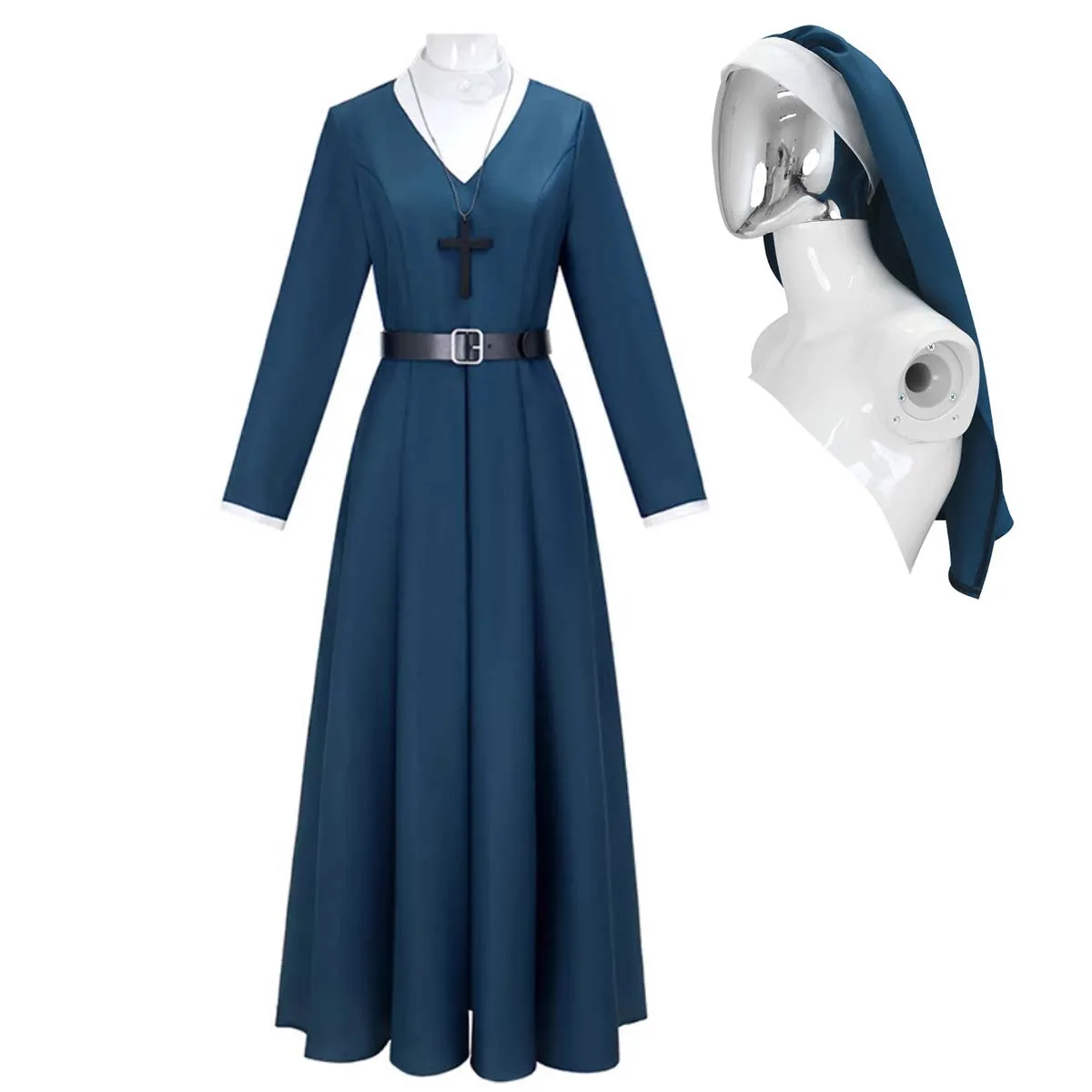Halloween Carnival Clothing Nun Mrs. Davis Nun Simone Cosplay Blue Dress Costume
Halloween Carnival Clothing Nun Mrs. Davis Nun Simone Cosplay Blue Dress Costume