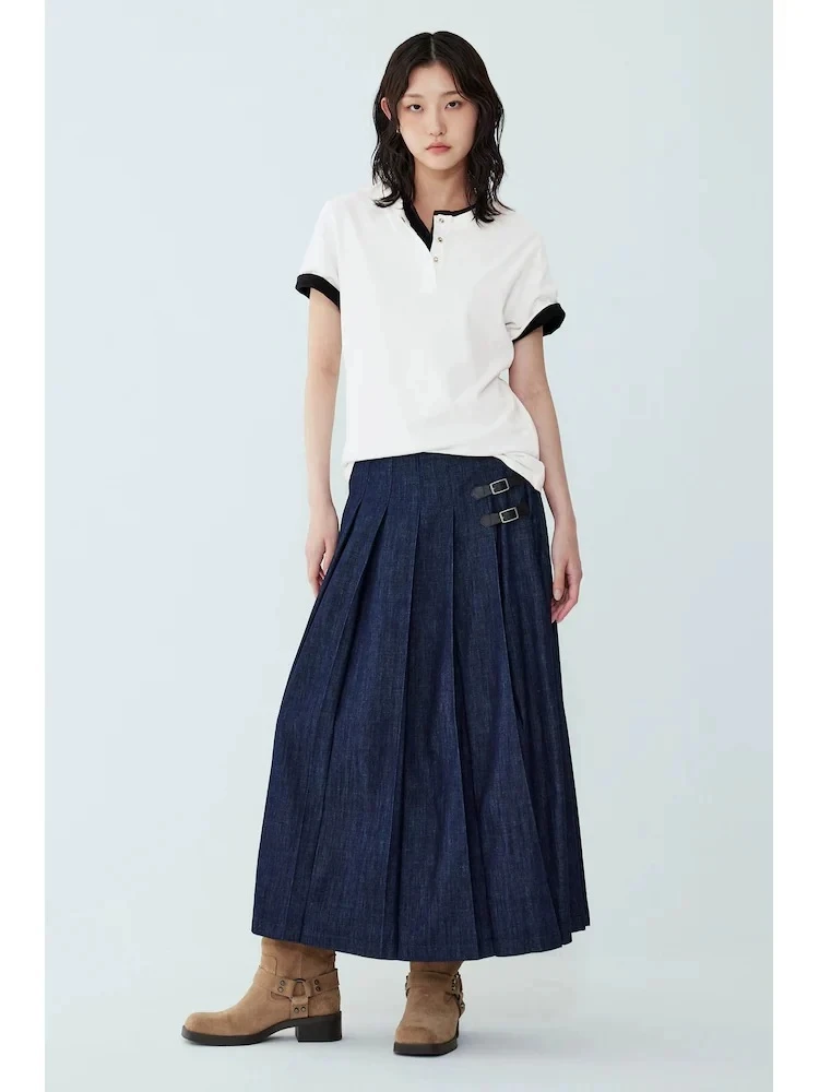 Casual High Waist Pleated Denim Skirt Women's Loose Fit Versatile Fashionable Spring 2026 Korean Style City Commute
Casual High Waist Pleated Denim Skirt Women's Loose Fit Versatile Fashionable Spring 2026 Korean Style City Commute