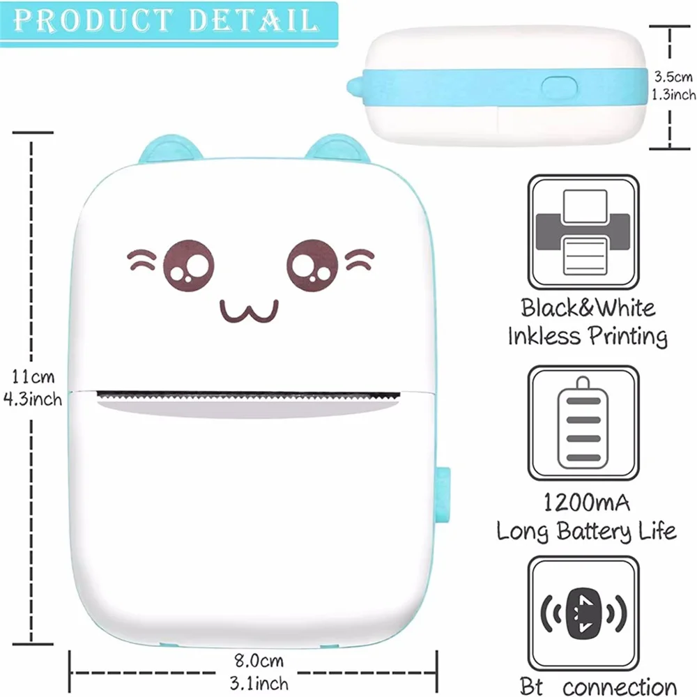 Mini Pocket Printer, Wireless BT Connection Thermal Printer For Photos Receipts Notes Memo Label Portable Inkless Gift Printer
Mini Pocket Printer, Wireless BT Connection Thermal Printer For Photos Receipts Notes Memo Label Portable Inkless Gift Printer