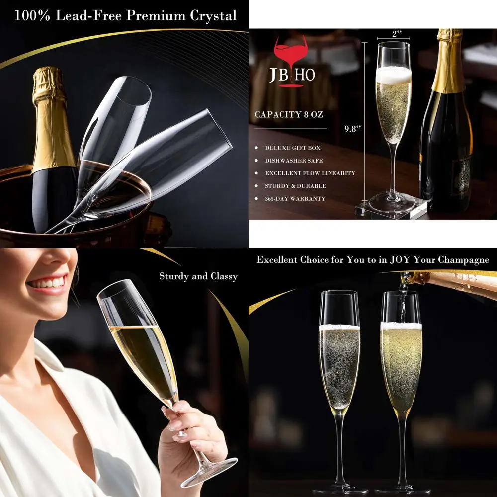 Elegant Hand-Blown Crystal Champagne Flutes Set of 4, 8 oz, Ideal for Celebrations & Special Occasions
Elegant Hand-Blown Crystal Champagne Flutes Set of 4, 8 oz, Ideal for Celebrations & Special Occasions