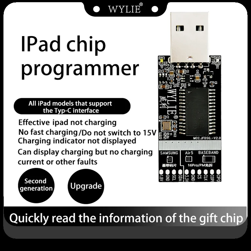 WYLIE 2nd Malfunction Repair Programmer for IP16PRO/16PM/SAM/ Ipad Air 5 All Models with Tyc Charging Fast Reading Quick Repair
WYLIE 2nd Malfunction Repair Programmer for IP16PRO/16PM/SAM/ Ipad Air 5 All Models with Tyc Charging Fast Reading Quick Repair