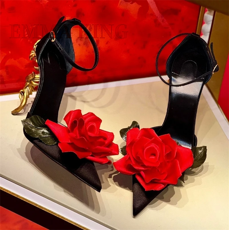 2025 New Flower High Heel Pumps Sexy Pointed Toe Ankle Buckle Strap Sandals Fashion 2025 Spring Autumn Women Satin Pumps 35-42
2025 New Flower High Heel Pumps Sexy Pointed Toe Ankle Buckle Strap Sandals Fashion 2025 Spring Autumn Women Satin Pumps 35-42