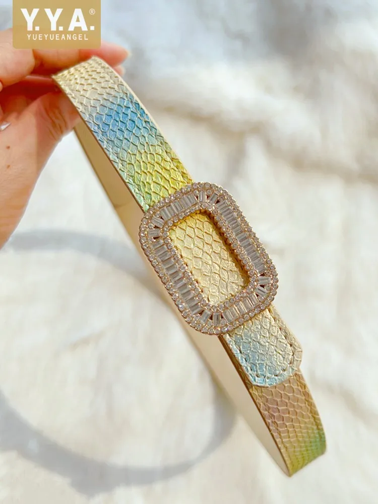 Women Elegant Design Genuine Leather Belts Casual High Quality Salmon Skin Spliced Diamond Fashion Lady Thin Waistband For Dress
Women Elegant Design Genuine Leather Belts Casual High Quality Salmon Skin Spliced Diamond Fashion Lady Thin Waistband For Dress