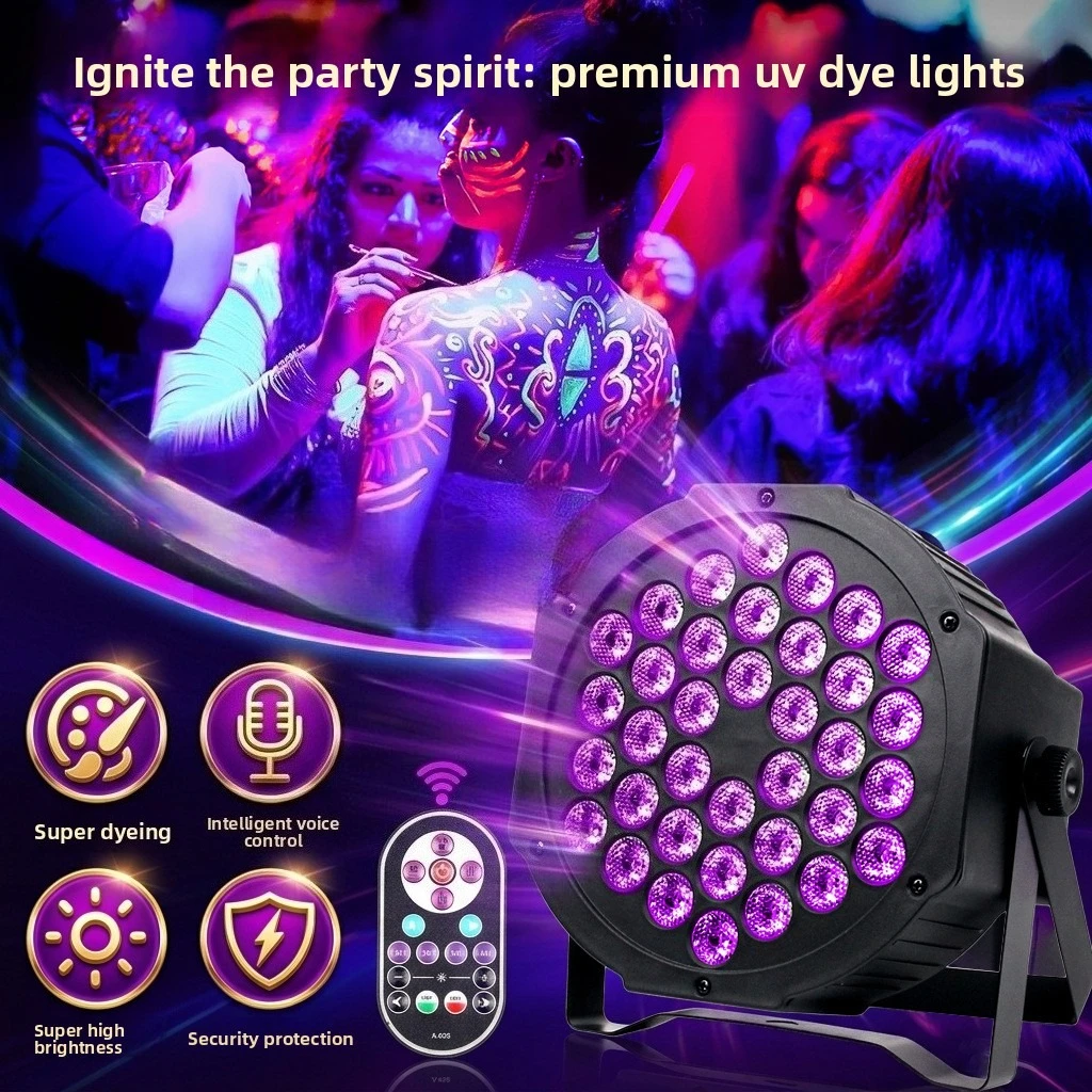 LED Stage Light UV Fluorescence Effect Purple Light Par Voice-activated Colorful 36 Bar Performance Wedding Dyeing Light
LED Stage Light UV Fluorescence Effect Purple Light Par Voice-activated Colorful 36 Bar Performance Wedding Dyeing Light