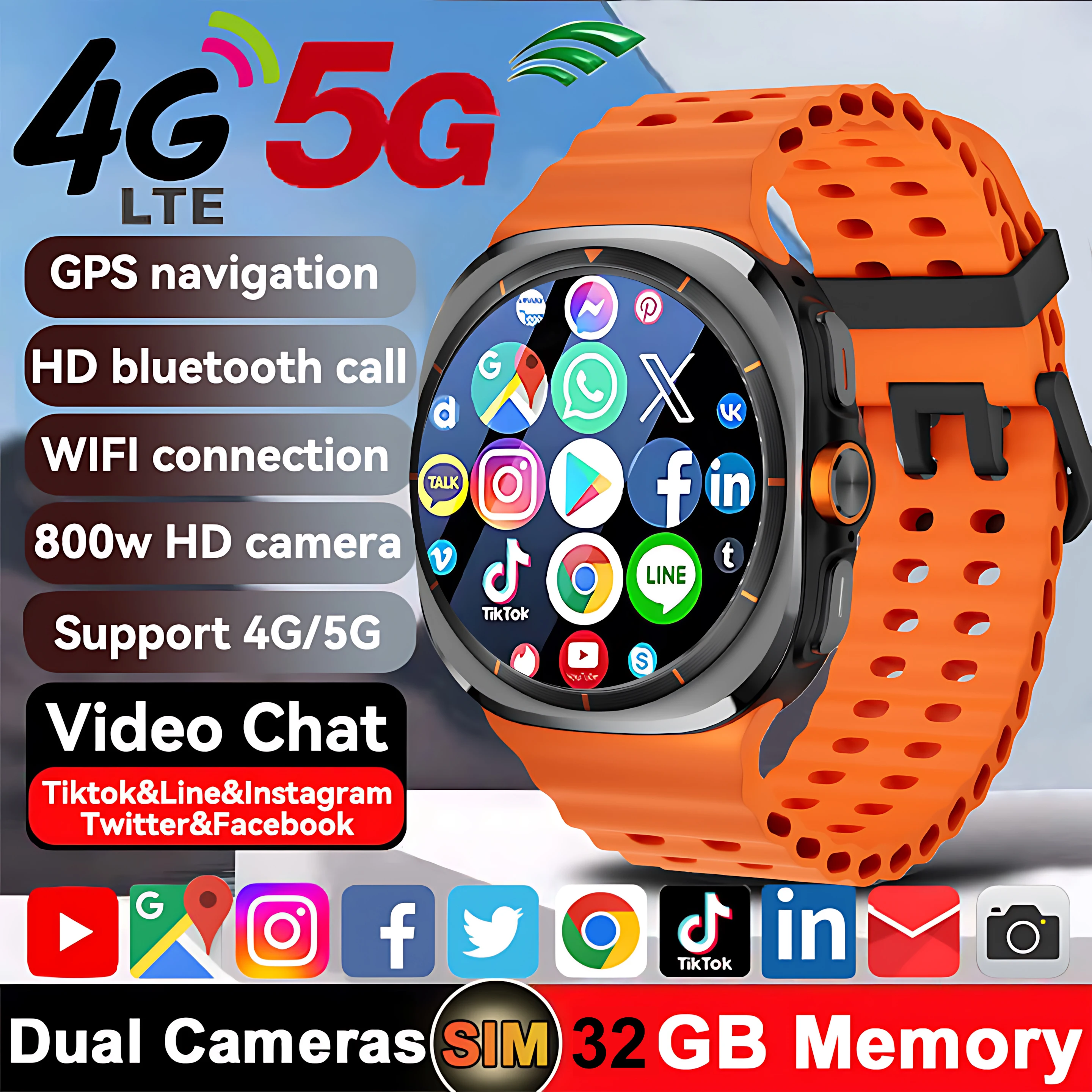 WIFI 4G/5G SIM Card Smart Watch Google Map Android OS GPS Rotary Camera Global Calling 32GB ROM Storage Amoled Screen Smartwatch
WIFI 4G/5G SIM Card Smart Watch Google Map Android OS GPS Rotary Camera Global Calling 32GB ROM Storage Amoled Screen Smartwatch