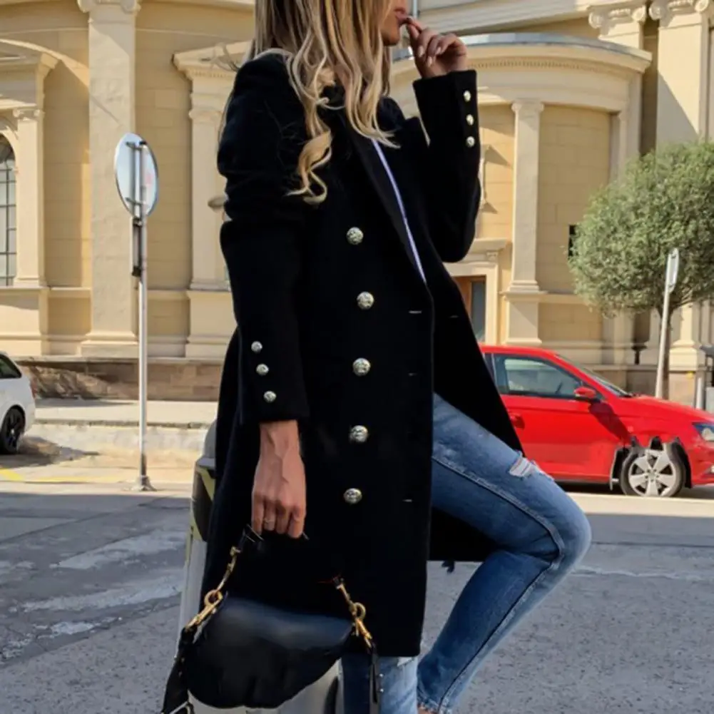 Long Sleeve Woolen Coat Elegant Double-breasted Women's Jacket with Turn-down Collar Pockets Slim Fit Stylish for Commuting
Long Sleeve Woolen Coat Elegant Double-breasted Women's Jacket with Turn-down Collar Pockets Slim Fit Stylish for Commuting