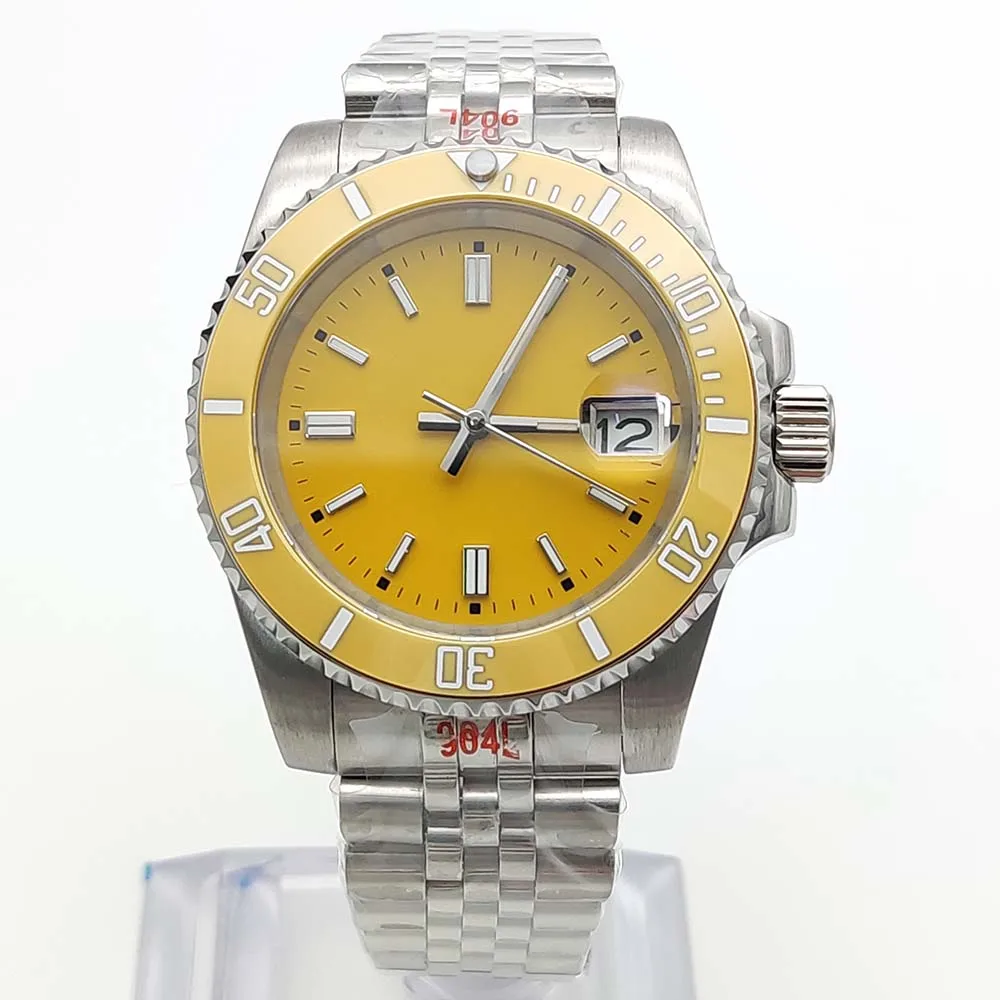 Men's Waterproof Watch, Yellow Sterile Luminous Dial, Stainless Steel Case, Sapphire Crystal, Transparent Back, Ceramic Bezel
Men's Waterproof Watch, Yellow Sterile Luminous Dial, Stainless Steel Case, Sapphire Crystal, Transparent Back, Ceramic Bezel
