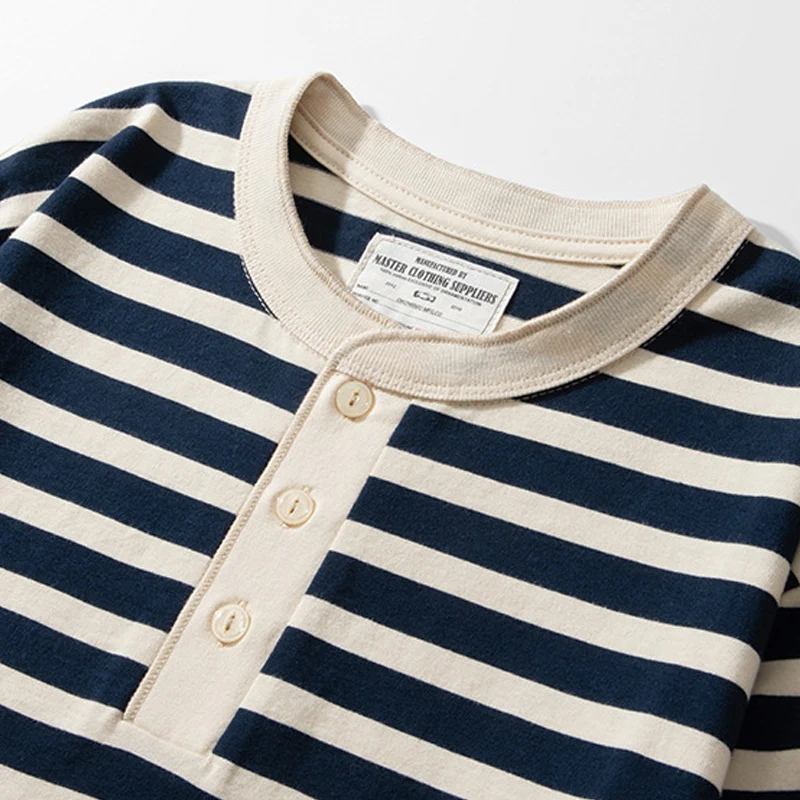 Heavyweight Long Sve Striped Henry Collar T-irt American Retro De Sailor Soul irt Youth Trend Autumn 2023 Stand Fit
Heavyweight Long Sve Striped Henry Collar T-irt American Retro De Sailor Soul irt Youth Trend Autumn 2023 Stand Fit