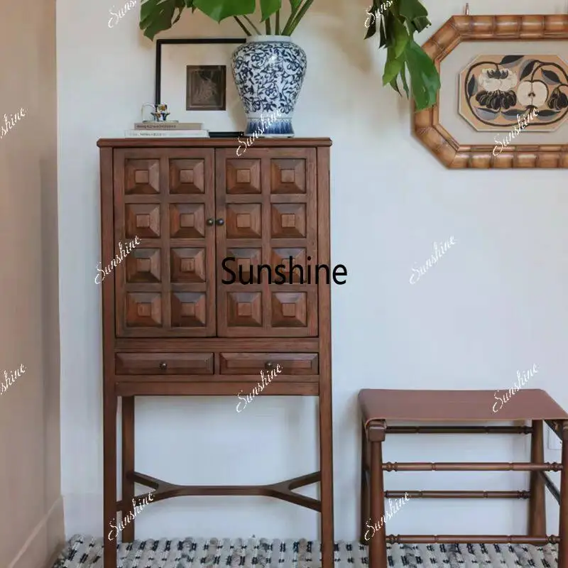 French retro dining side cabinet, solid wood carved storage, small apartment living room decoration
French retro dining side cabinet, solid wood carved storage, small apartment living room decoration
