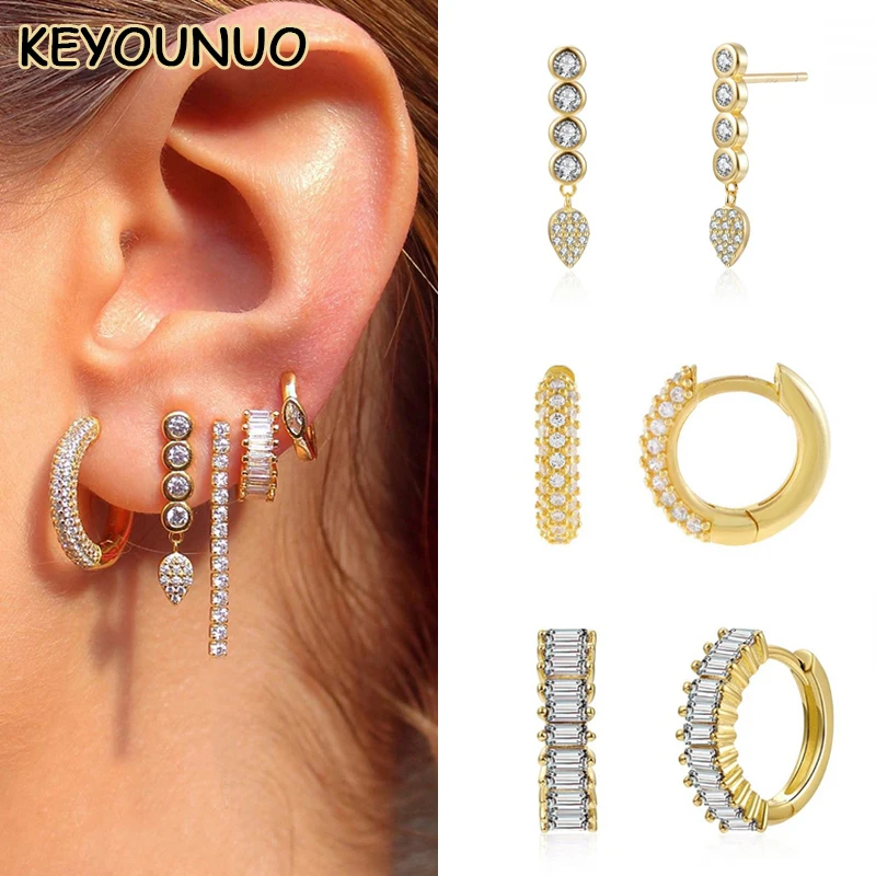 KEYOUNUO Gold Silver Filled Hoop Earrings For Women White Zircon Teardrop Dangle Stud Earrings Party Wedding Jewelry Wholesale
KEYOUNUO Gold Silver Filled Hoop Earrings For Women White Zircon Teardrop Dangle Stud Earrings Party Wedding Jewelry Wholesale