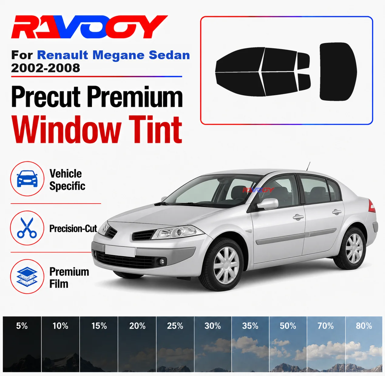 Premium Precut Window Tint Kit Front Rear Windows Rear Windshield For Renault Megane Sedan 2002-2008 Car Solar Nano Ceramic Film
Premium Precut Window Tint Kit Front Rear Windows Rear Windshield For Renault Megane Sedan 2002-2008 Car Solar Nano Ceramic Film