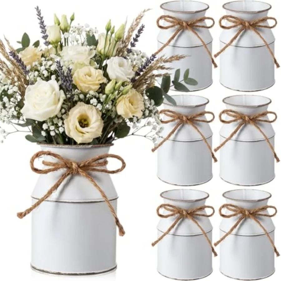 6 Pcs Farmhouse Metal Flower Vase Wedding Decor Bulk Rustic Galvanized Milk Can Jug Vase with Bow Flower Bucket for Table Cente
6 Pcs Farmhouse Metal Flower Vase Wedding Decor Bulk Rustic Galvanized Milk Can Jug Vase with Bow Flower Bucket for Table Cente