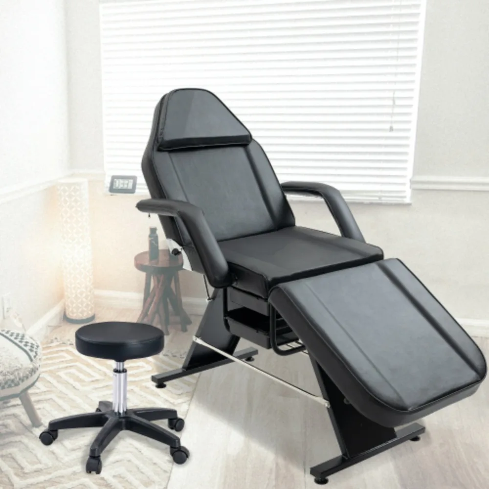Massage Salon Tattoo Chair with Two Trays Esthetician Bed with Hydraulic Stool,Multi-Purpose 3-Section Facial Bed Table, Black
Massage Salon Tattoo Chair with Two Trays Esthetician Bed with Hydraulic Stool,Multi-Purpose 3-Section Facial Bed Table, Black