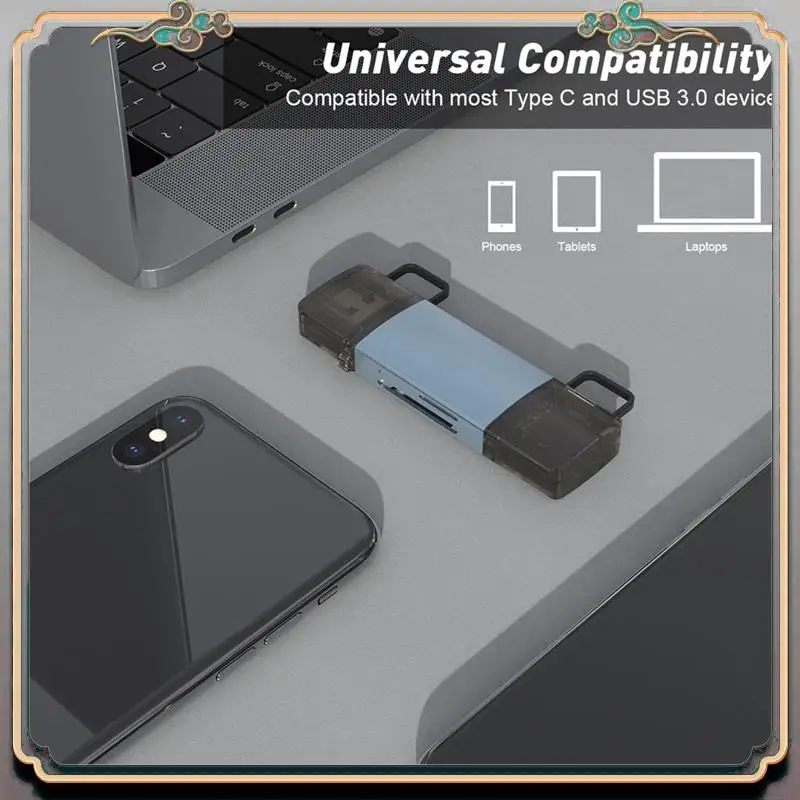 Прочный адаптер USB3.0 USB-C для чтения карт памяти SD4.0 + TF4.0 Адаптер OTG Аксессуары для высокоскоростной передачи данных
Прочный адаптер USB3.0 USB-C для чтения карт памяти SD4.0 + TF4.0 Адаптер OTG Аксессуары для высокоскоростной передачи данных