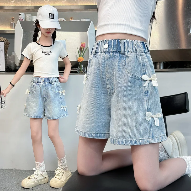 New Design Kids Summer Denim Shorts with Side Bow for Tween Girls Streetwear Bottoms Children Fashion Mini Jeans Shorts 4-14Y
New Design Kids Summer Denim Shorts with Side Bow for Tween Girls Streetwear Bottoms Children Fashion Mini Jeans Shorts 4-14Y