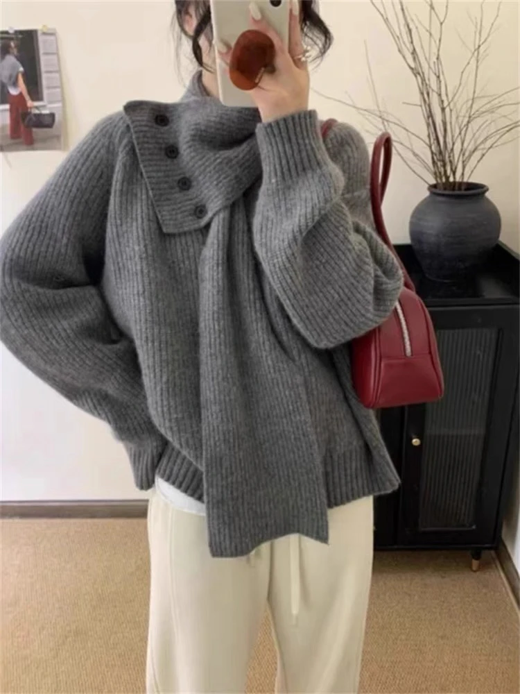 Утепленный женский вязаный свитер с отстегивающимся воротником-стойкой, зимняя верхняя одежда свободного кроя с V-образным вырезом и длинными рукавами, цветной
Утепленный женский вязаный свитер с отстегивающимся воротником-стойкой, зимняя верхняя одежда свободного кроя с V-образным вырезом и длинными рукавами, цветной