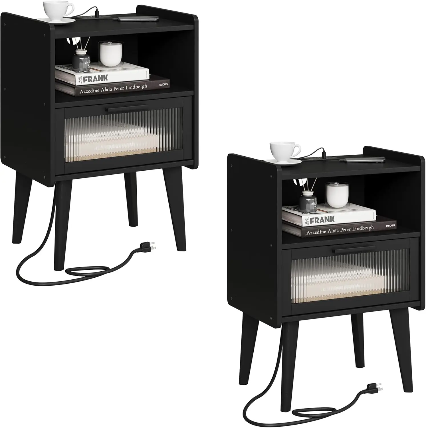 Nightstand with Charging Station, Bedside Tables Set of 2, End Table Side Table with 2 Tiers Storage Space, for Bedroom, Livi
Nightstand with Charging Station, Bedside Tables Set of 2, End Table Side Table with 2 Tiers Storage Space, for Bedroom, Livi