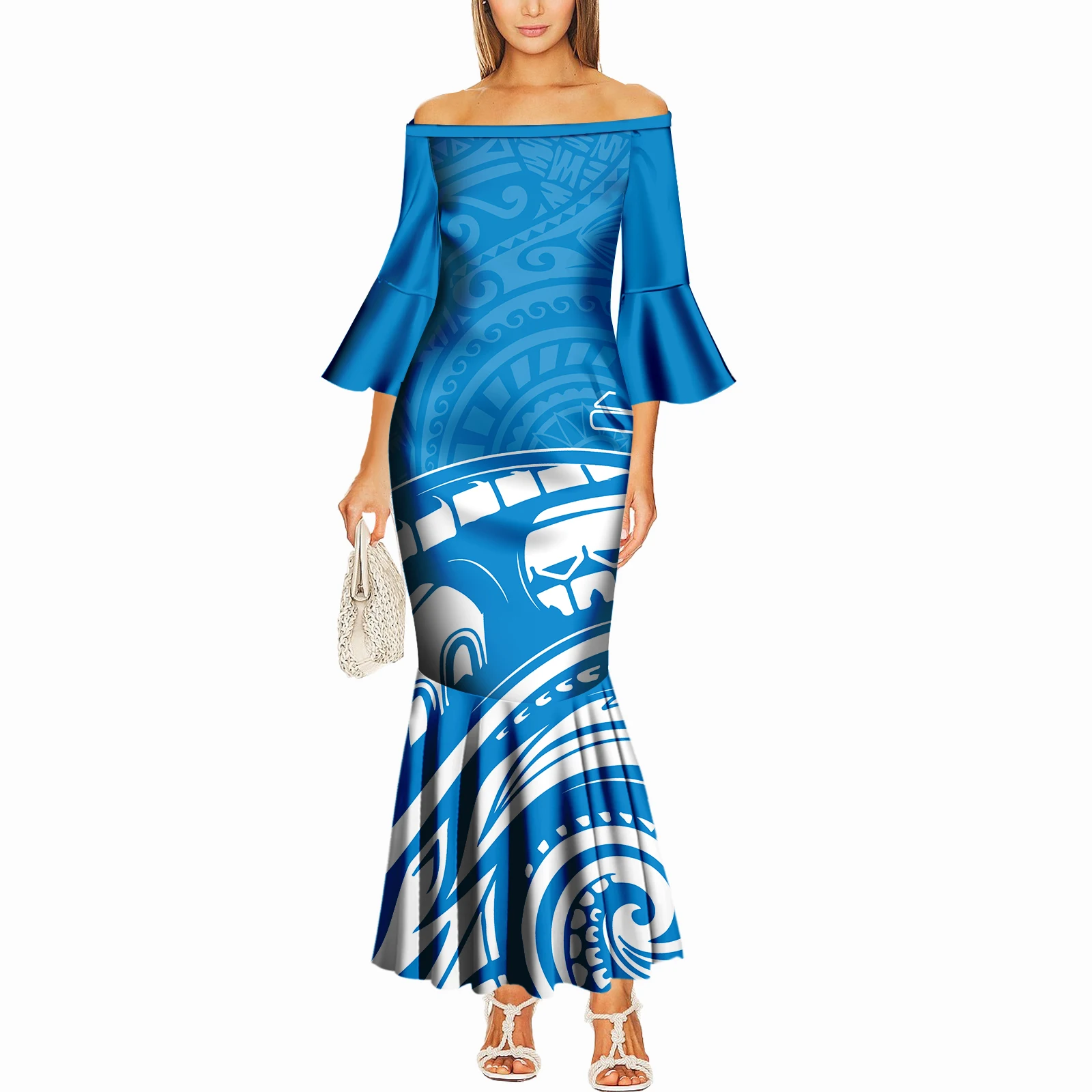 Custom-Made High-End Evening Dress With One-Shoulder Flared Sleeves To Show Off The Figure Samoan Ladies' Long Fishtail Dress
Custom-Made High-End Evening Dress With One-Shoulder Flared Sleeves To Show Off The Figure Samoan Ladies' Long Fishtail Dress
