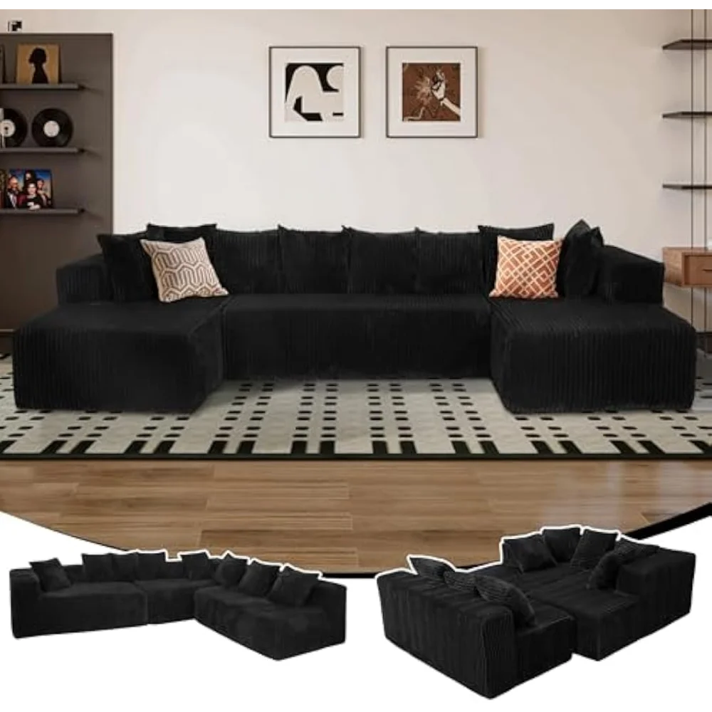 130" Cloud Sectional Couches for Living Room, U Shaped Boneless Sleeper Sofa Bed with Deep Seat Chaise, High Density Foam Compre
130" Cloud Sectional Couches for Living Room, U Shaped Boneless Sleeper Sofa Bed with Deep Seat Chaise, High Density Foam Compre