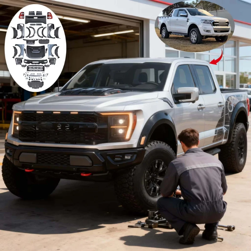 Suitable for Ford Ranger 2012-2021 Upgrade to F-150 Raptor Style Body Kit Bumper Grille Conversion Accessories
Suitable for Ford Ranger 2012-2021 Upgrade to F-150 Raptor Style Body Kit Bumper Grille Conversion Accessories