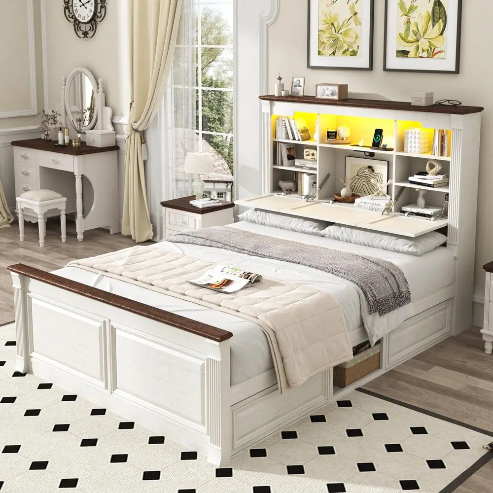 Queen Size Bed Frame with 55 Tall Storage Headboard amp 4 Drawers, Wood Roman Column Platform Bed Frame with 24 Tall Footboard,
Queen Size Bed Frame with 55 Tall Storage Headboard amp 4 Drawers, Wood Roman Column Platform Bed Frame with 24 Tall Footboard,