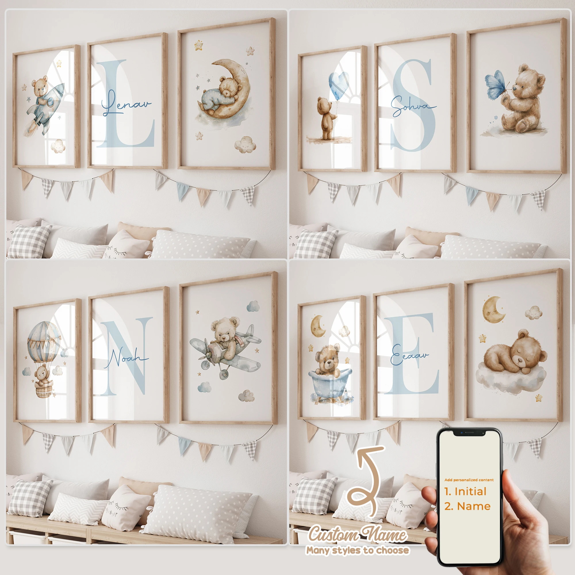 3pcs/Set Custom Cute Watercolor Bear Cartoon Name Wall Art Print Picture Poster Canvas for Living Room Kids Room Home Decor
3pcs/Set Custom Cute Watercolor Bear Cartoon Name Wall Art Print Picture Poster Canvas for Living Room Kids Room Home Decor