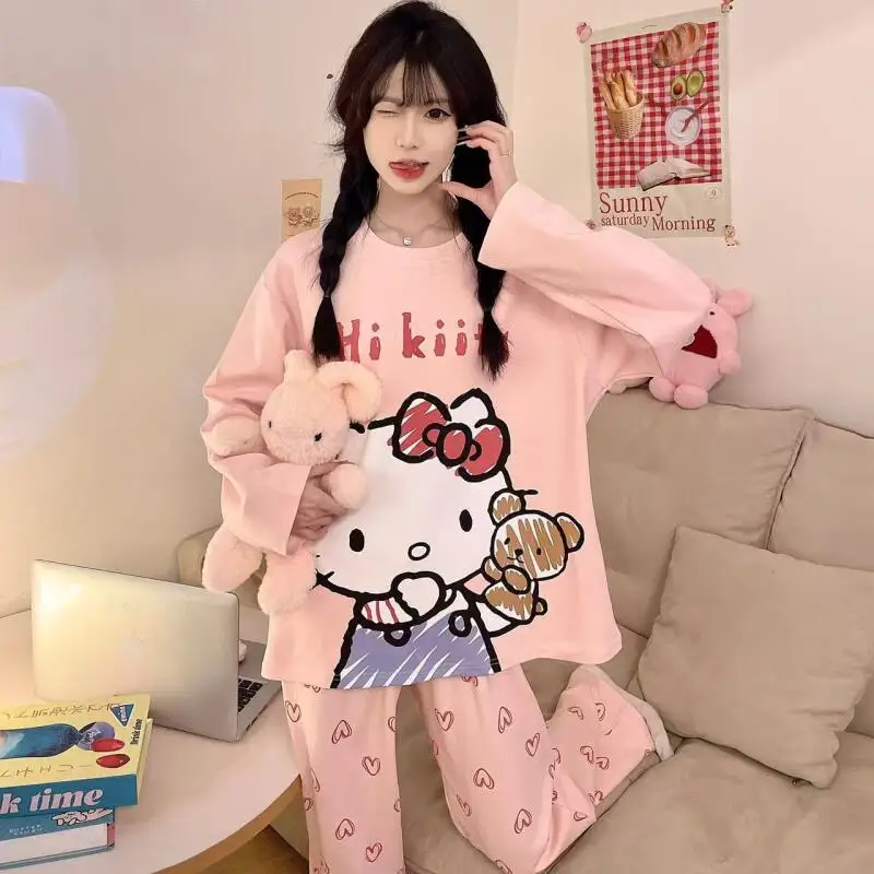 Sanrio New Pajamas Hello Kitty Pajamas Sweet Style Female Spring Autumn New Long Sleeves Trousers Leisure Loose Home Clothing
Sanrio New Pajamas Hello Kitty Pajamas Sweet Style Female Spring Autumn New Long Sleeves Trousers Leisure Loose Home Clothing