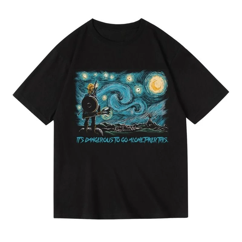 Zelda Link Co-branded Van Gogh Starry Sky Tide Брендовая летняя свободная хлопковая футболка с короткими рукавами и круглым вырезом для мужчин и женщин
Zelda Link Co-branded Van Gogh Starry Sky Tide Брендовая летняя свободная хлопковая футболка с короткими рукавами и круглым вырезом для мужчин и женщин