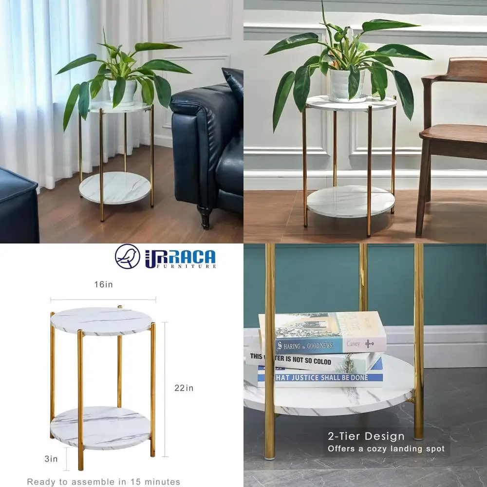 Золотой двухуровневый приставной столик в мраморном стиле для компактных помещений: современный акцент для гостиной или спальни
Золотой двухуровневый приставной столик в мраморном стиле для компактных помещений: современный акцент для гостиной или спальни
