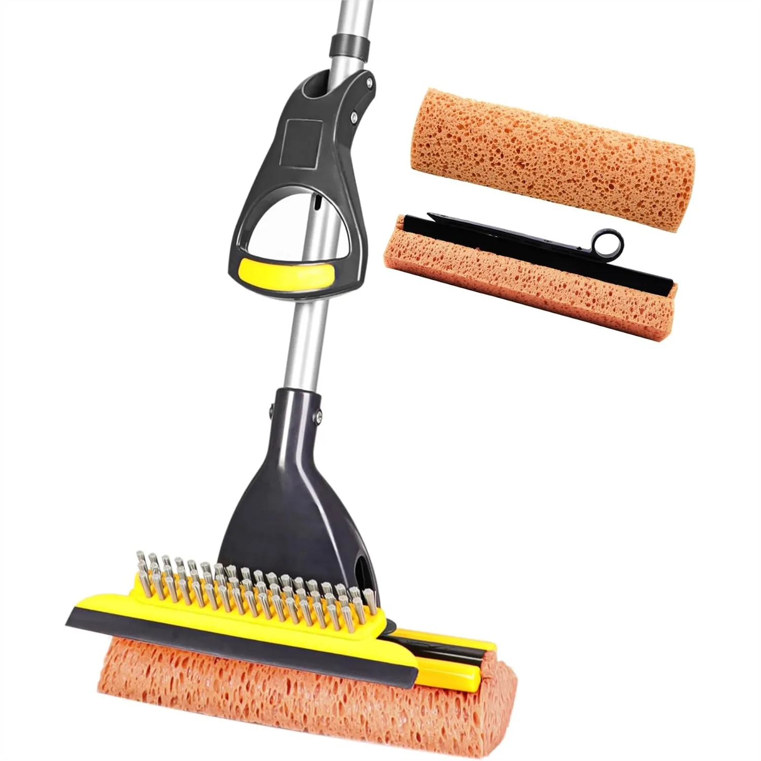 Sponge Mop with 2 Sponge Heads, Telescopic Handle 42.5-52 Inch, Honeycomb Sponge for Tile Floor Bathroom Garage, Easy Squeegee
Sponge Mop with 2 Sponge Heads, Telescopic Handle 42.5-52 Inch, Honeycomb Sponge for Tile Floor Bathroom Garage, Easy Squeegee