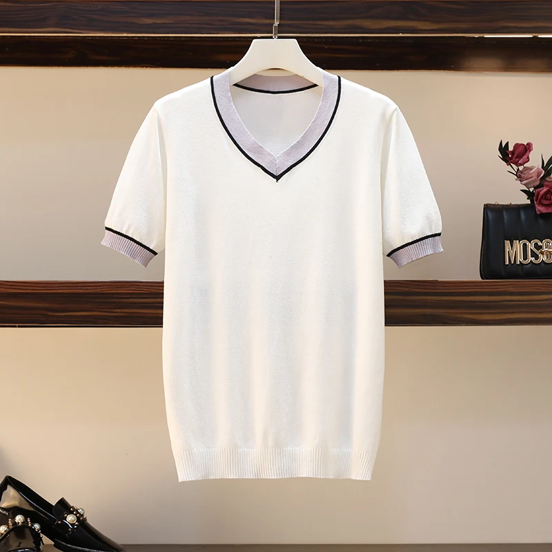 New Oversized Women Sweater V-Neck Summer solid color Knitted Pullover short sleeve Female Casual Loose Women clothing 2023
New Oversized Women Sweater V-Neck Summer solid color Knitted Pullover short sleeve Female Casual Loose Women clothing 2023