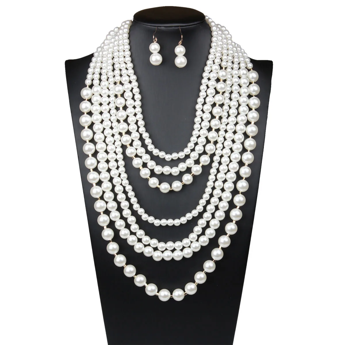 DIY accessories Cross-border e-commerce European and American exaggerated multi-layer pearl necklace earrings set long temperame
DIY accessories Cross-border e-commerce European and American exaggerated multi-layer pearl necklace earrings set long temperame
