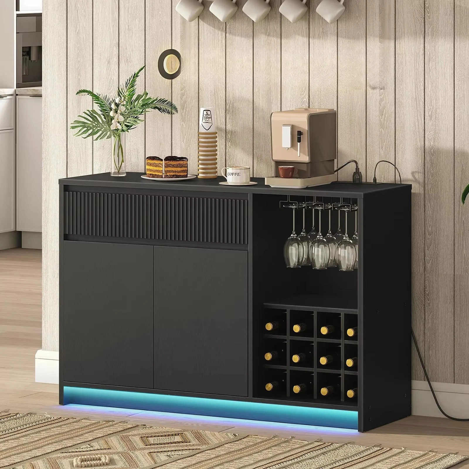 New Coffee Bar Cabinet Wine Rack Cabinet Bar Storage Side Cabinet with LED Lights and Charging Station
New Coffee Bar Cabinet Wine Rack Cabinet Bar Storage Side Cabinet with LED Lights and Charging Station