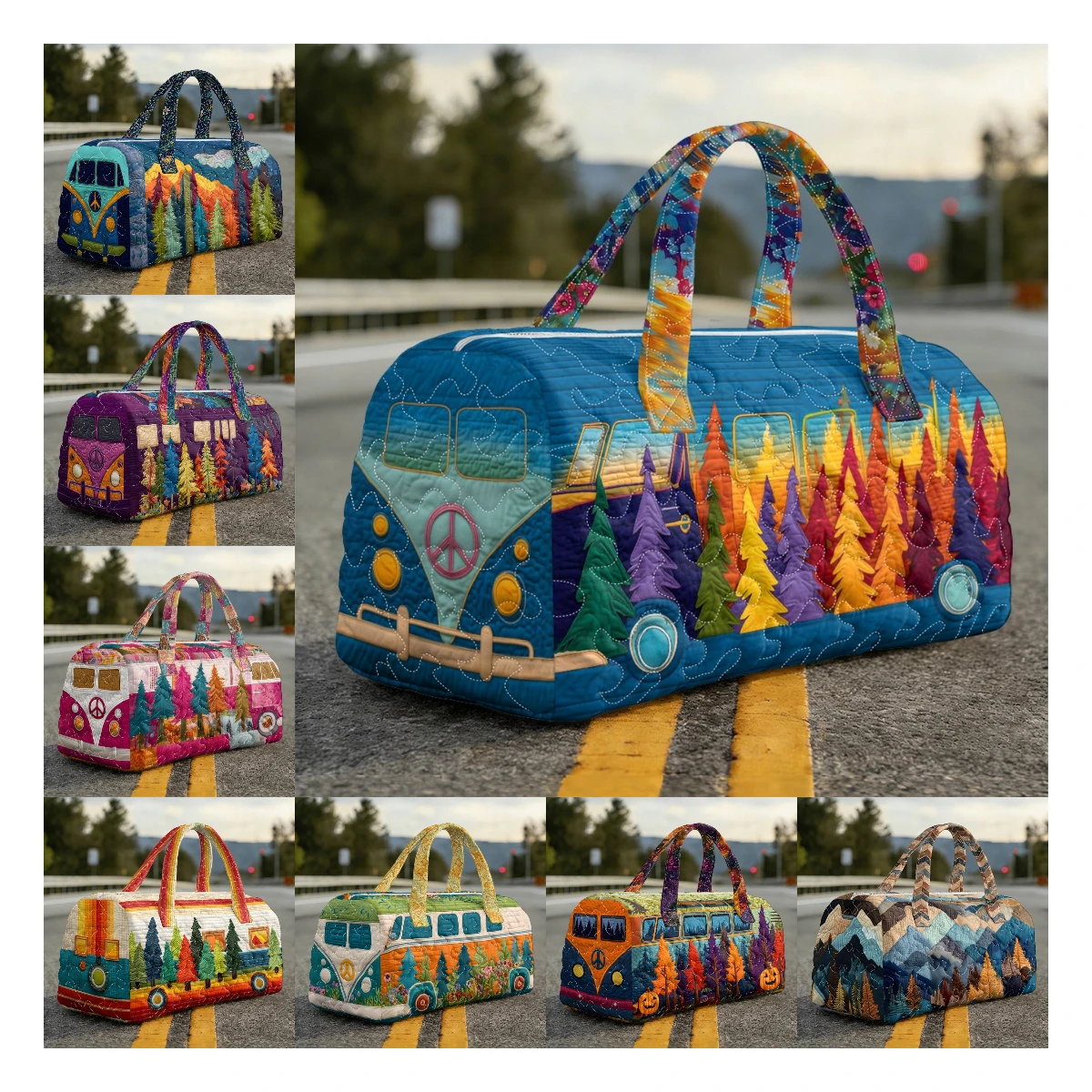 Men's Camping Quilted Duffle Bag Colorful Pine Tree Print Travel Tote Handbag Women Outdoor Weekender Bag
Men's Camping Quilted Duffle Bag Colorful Pine Tree Print Travel Tote Handbag Women Outdoor Weekender Bag
