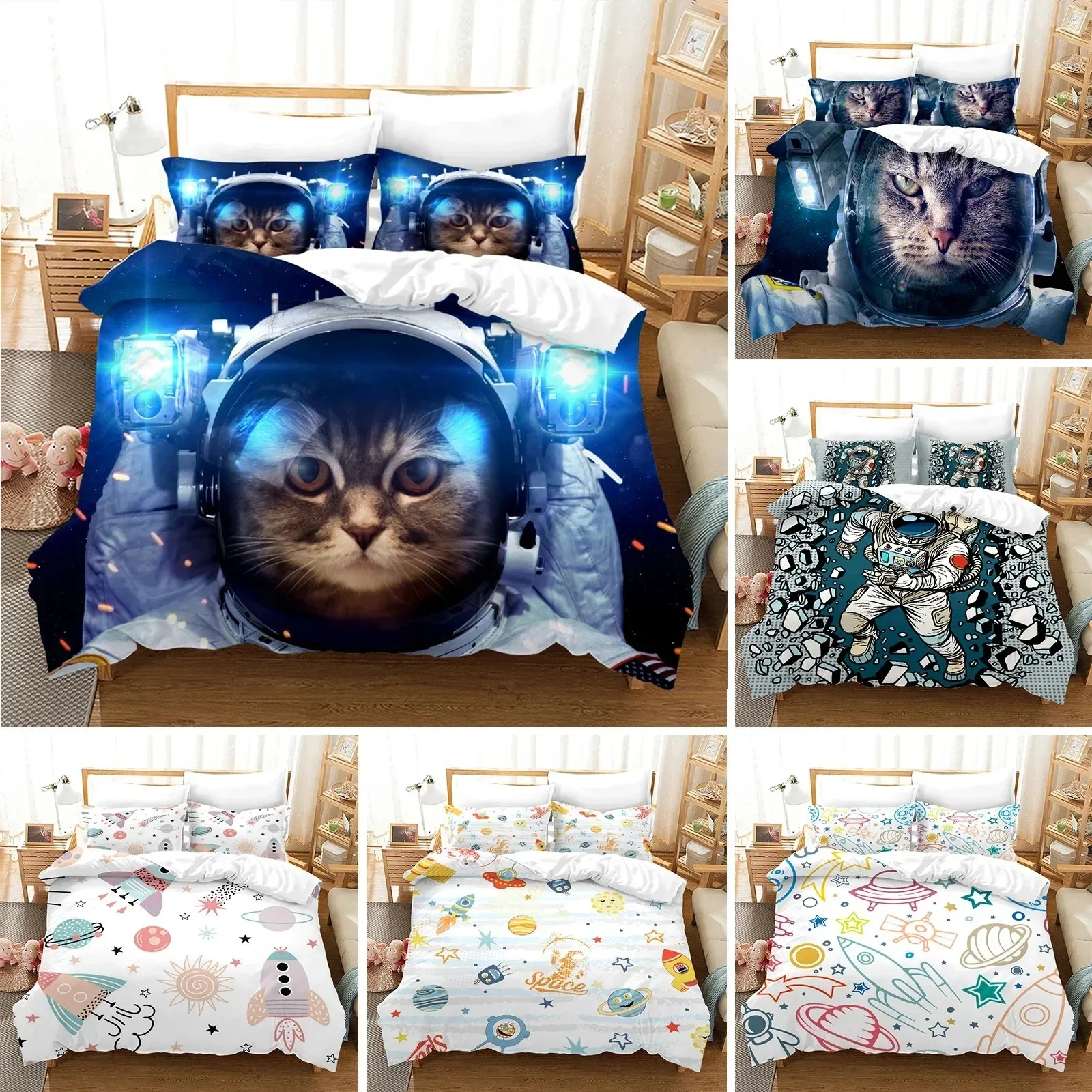 Astronaut In Space Cat Comforter Cover with Pillow Cover Bedding Set Single Double Twin Full Queen King Size for Bedroom Decor
Astronaut In Space Cat Comforter Cover with Pillow Cover Bedding Set Single Double Twin Full Queen King Size for Bedroom Decor