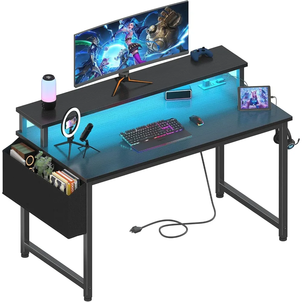 40 Inch Desk, with LED Lights and Power Outlets, Teen Writing Study Table Home Office Desks with Monitor Stand, Computer Desk
40 Inch Desk, with LED Lights and Power Outlets, Teen Writing Study Table Home Office Desks with Monitor Stand, Computer Desk