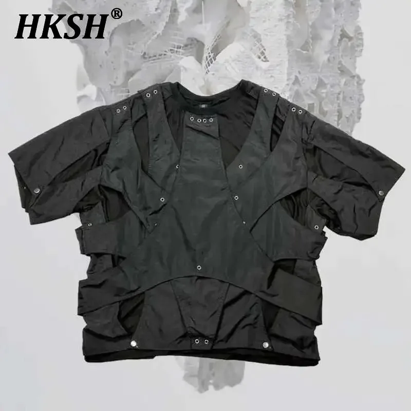 HKSH Men's Tide Waste Land Chic T-shirt Deconstruct Punk Hollow Out Layered Silhouette O-Neck Short Sleeve Dark New Tees HK1495
HKSH Men's Tide Waste Land Chic T-shirt Deconstruct Punk Hollow Out Layered Silhouette O-Neck Short Sleeve Dark New Tees HK1495