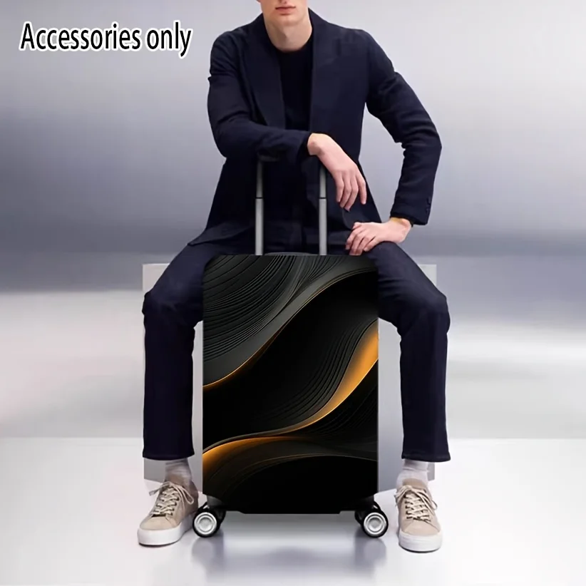 Black and Gold Wavy Luggage Cover, Dust-Proof Stretch Travel Accessory—Fits 18–32-inch Suitcases
Black and Gold Wavy Luggage Cover, Dust-Proof Stretch Travel Accessory—Fits 18–32-inch Suitcases
