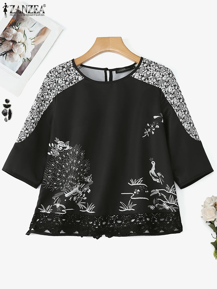 ZANZEA Elegant Lace Blouse Autumn 3/4 Sleeve Patchwork Tops Women Vintage Printed Blusas 2025 Casual O Neck Loose Tunics
ZANZEA Elegant Lace Blouse Autumn 3/4 Sleeve Patchwork Tops Women Vintage Printed Blusas 2025 Casual O Neck Loose Tunics