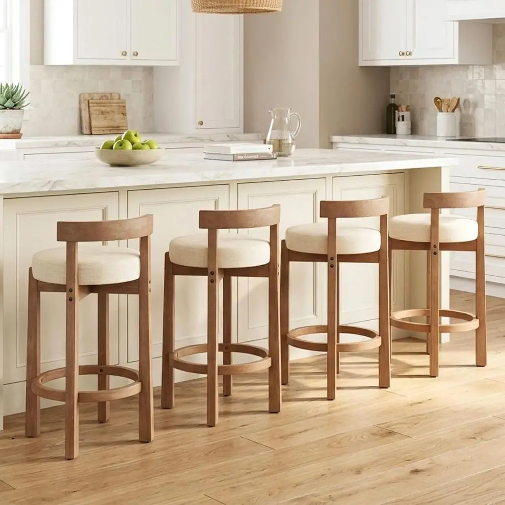 Set of 4 Linen Upholstered 26.5 Inch Counter Height Barstools with Wooden Legs for Kitchen Island Dining Room, Beige
Set of 4 Linen Upholstered 26.5 Inch Counter Height Barstools with Wooden Legs for Kitchen Island Dining Room, Beige