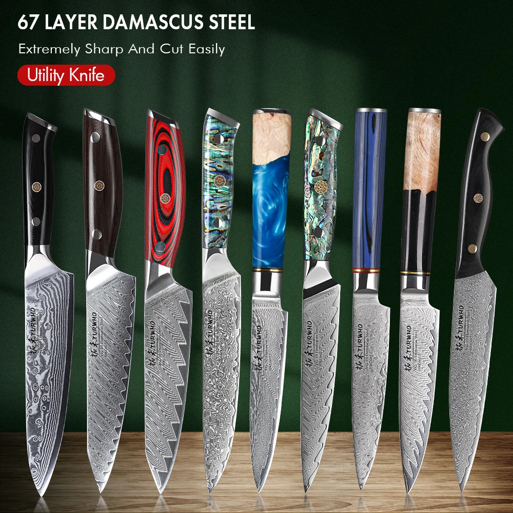 TURWHO Professional Utility Knife 67 Layer Damascus Steel Kitchen Chef Knives Fruit Peeling Vegetable Meat Knives Kitchen Tools
TURWHO Professional Utility Knife 67 Layer Damascus Steel Kitchen Chef Knives Fruit Peeling Vegetable Meat Knives Kitchen Tools