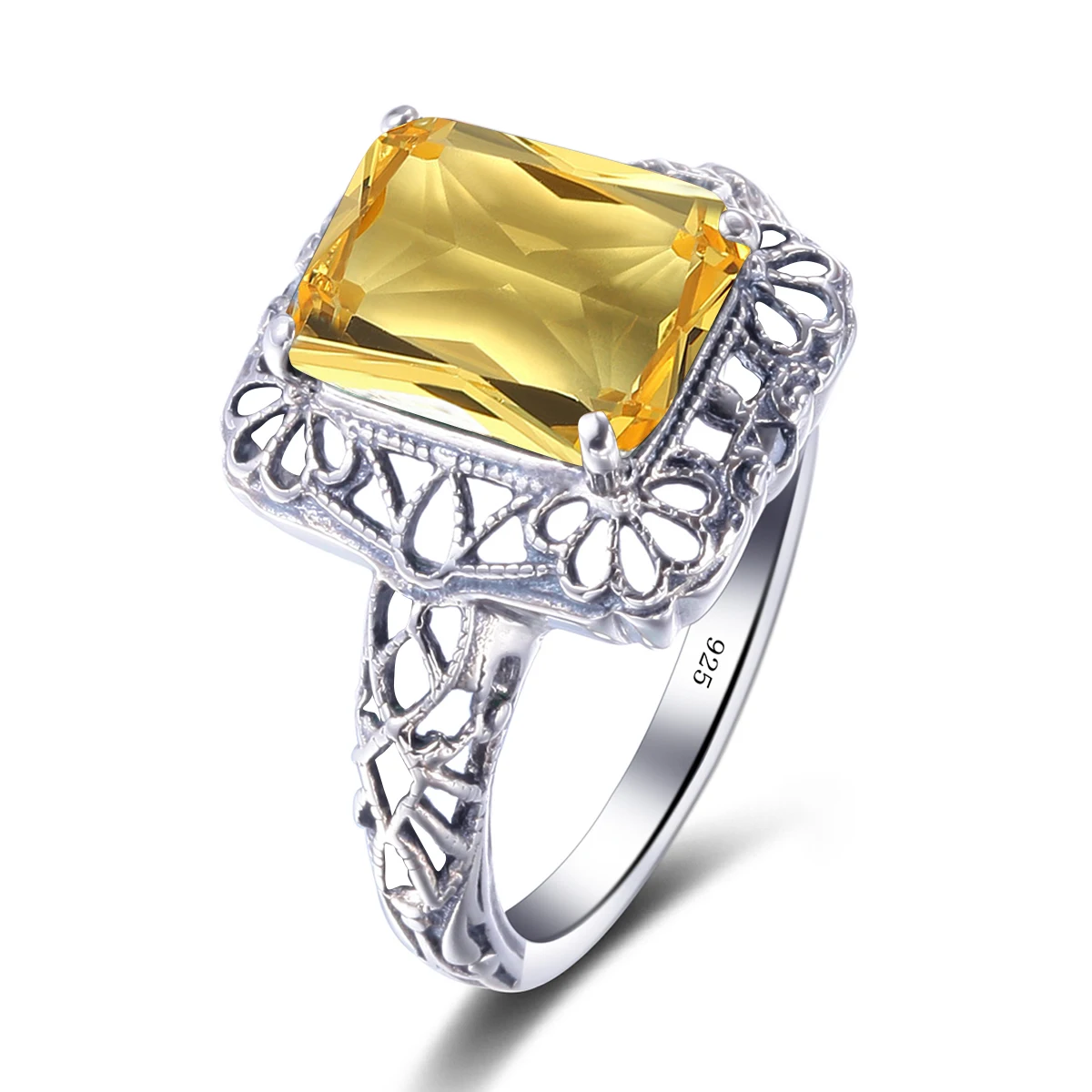Neoclassical Yellow Crystal Ring for Women Sterling Silver 925 Victorian Intricate Filigree Valentine's Day Gift Vintage Jewelry
Neoclassical Yellow Crystal Ring for Women Sterling Silver 925 Victorian Intricate Filigree Valentine's Day Gift Vintage Jewelry