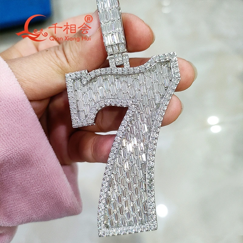 45*65mm big rectangle baguette 7 letters pendant moissanite D VVS white 925 Sterling Silver hip hop Jewelry Engagement datting
45*65mm big rectangle baguette 7 letters pendant moissanite D VVS white 925 Sterling Silver hip hop Jewelry Engagement datting