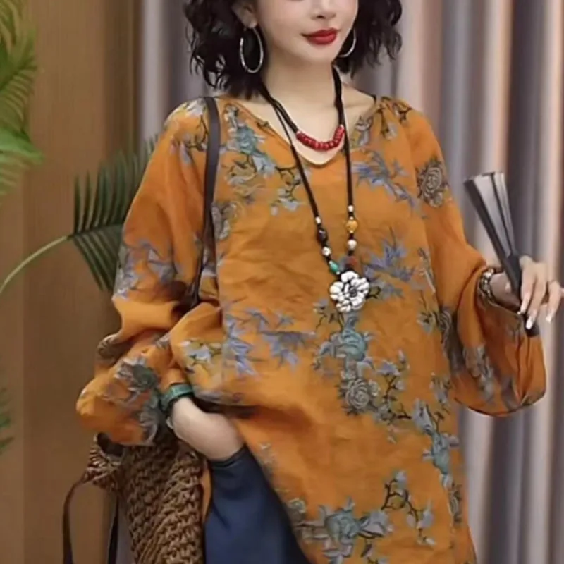 2024 Spring Autumn New Women's Chinese Style Pullovers Long Sleeve V-Neck Printed Vintage Elegant Loose Casual T-shirt Tops
2024 Spring Autumn New Women's Chinese Style Pullovers Long Sleeve V-Neck Printed Vintage Elegant Loose Casual T-shirt Tops