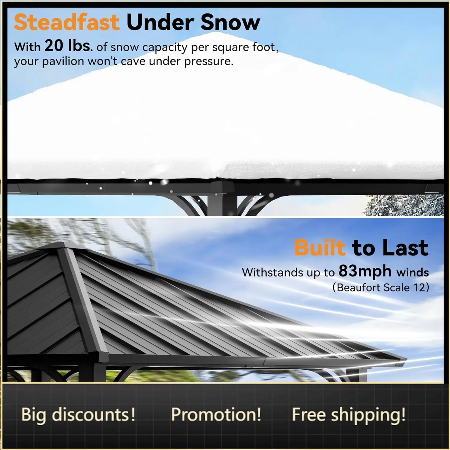Modern Shade 8'x8' Hardtop Gazebo with Galvanized Steel Roof, Permanent Metal Gazebo with Detachable Curtains, Outdoor Hard Top
Modern Shade 8'x8' Hardtop Gazebo with Galvanized Steel Roof, Permanent Metal Gazebo with Detachable Curtains, Outdoor Hard Top