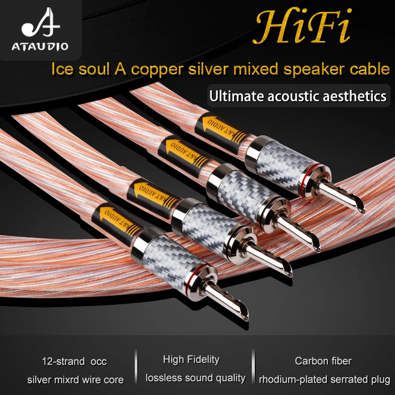 ATAUDIO HiFi Speaker Cable High Quality Copper and Silver Wire With Carbon Fiber Banana and Y Plug for Speaker Amplifier
ATAUDIO HiFi Speaker Cable High Quality Copper and Silver Wire With Carbon Fiber Banana and Y Plug for Speaker Amplifier