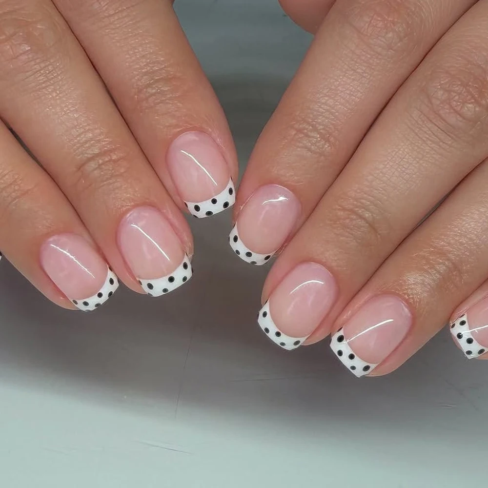 24Pcs Short Square Nails, Classic and Fashionable White French-Style Glossy Fake Nails, Modern Simple Black Polka Dot Press-On Nails Suitable for Spring and Summer Women and Girls, Suitable for Daily Wear in Autumn and Winter, Removable Press-On Nail Set
24Pcs Short Square Nails, Classic and Fashionable White French-Style Glossy Fake Nails, Modern Simple Black Polka Dot Press-On Nails Suitable for Spring and Summer Women and Girls, Suitable for Daily Wear in Autumn and Winter, Removable Press-On Nail Set